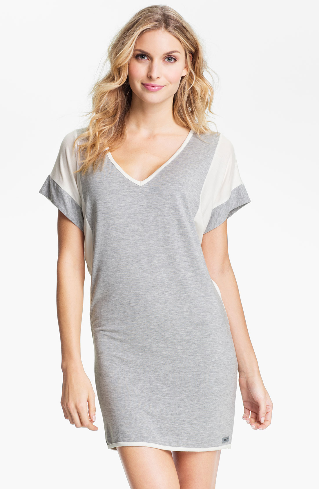 Dkny Short Sleeve Sleep Shirt In Gray Grey Heather Lyst