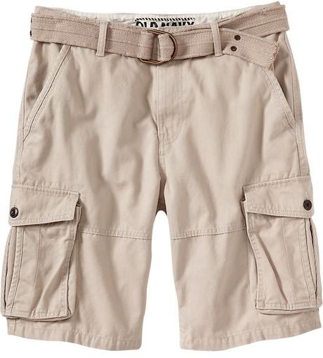Old Navy Belted Twill Cargo Shorts 11 in Beige for Men (a stone's ...