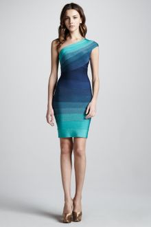 Hervé Léger Oneshoulder Ombre Bandage Dress - Lyst