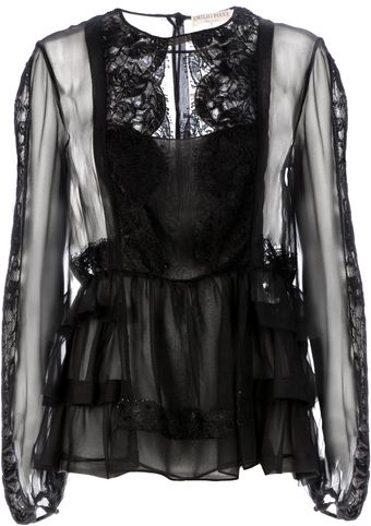 Emilio Pucci Lace Tiered Sheer Blouse - Lyst