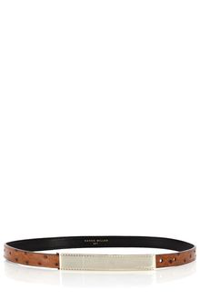 Karen Millen Signature Ostrich Skinny Belt - Lyst