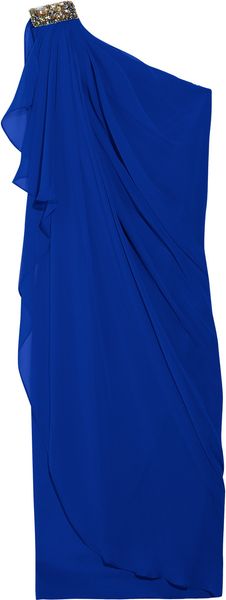 Notte By Marchesa One Shoulder Silk Chiffon Dress - Lyst