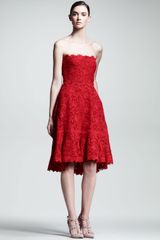 Valentino Voulant Lace Strapless Dress