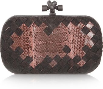 Bottega Veneta The Knot Intrecciato Mesh and Watersnake Clutch - Lyst