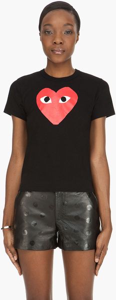 Comme Des Garçons Black Red Emblem Tshirt - Lyst