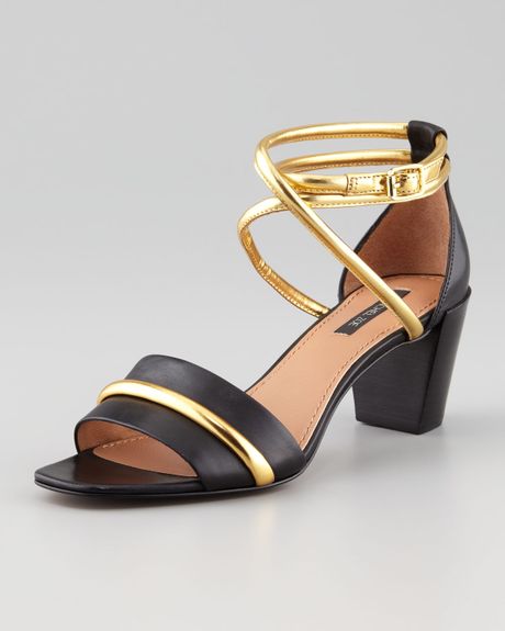 Rachel Zoe Montana Low-heel Sandal in Gold (black gold) | Lyst