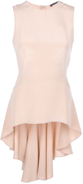 Alexander McQueen Pleated Dipped Back Hem Top - Lyst