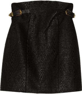 Balmain Coated Woven Skirt - Lyst