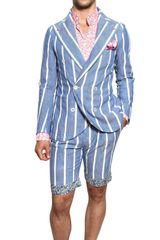 Manuel Vanni Striped Cotton Chambray Bermuda Suit