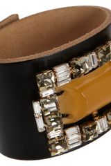 Marni Leather Cuff with Crystals Center Stone