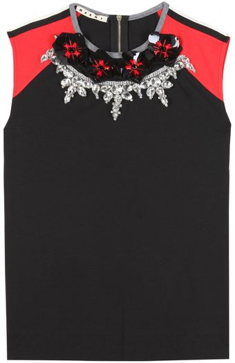 Marni Tank Top with Sequin and Crystal Bead Embellished Collar - Lyst