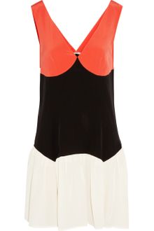 Miu Miu Color-Block Silk Crepe De Chine Mini Dress - Lyst