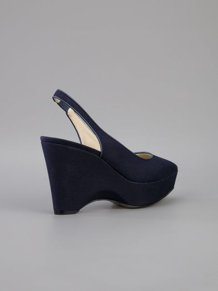 Stella Mccartney Canvas Wedge Shoe in Blue (navy) - Lyst