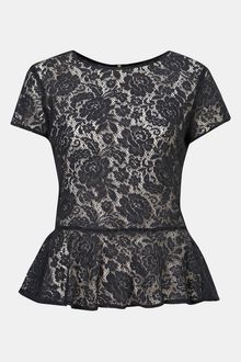 Topshop Sheer Lace Peplum Top - Lyst