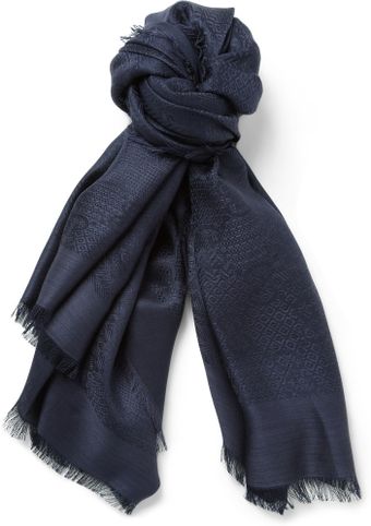 Gucci Jacquard Silk and Woolblend Scarf - Lyst