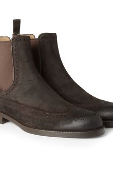 Jimmy Choo Brompton Waxedsuede Brogue Chelsea Boots - Lyst