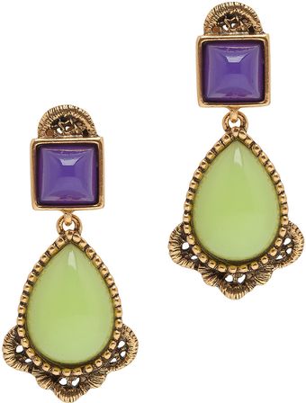 Oscar de la Renta Cabachon Lace Trim Earrings - Lyst