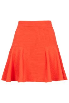 Topshop Red Ribbed Hip Skater Skirt - Lyst