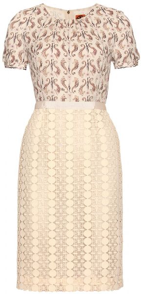 Tory Burch Adelaide Print Dress with Macramé Overlay - Lyst