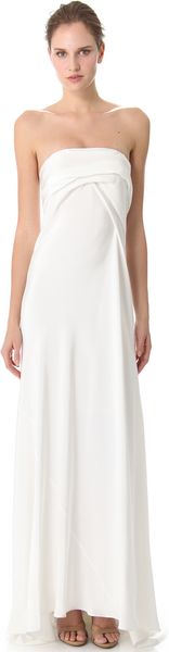 Donna Karan New York Bustier Evening Gown with Cascading Folded Back - Lyst