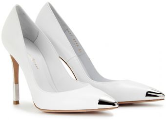 Gianvito Rossi Leather Pointed Toe Pumps with Metal Accent - Lyst