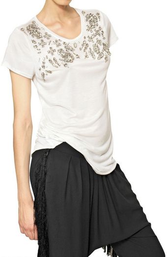 Jay Ahr Crystals On Cotton Jersey Tshirt - Lyst