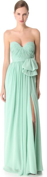 Reem Acra Slit Chiffon Gown - Lyst