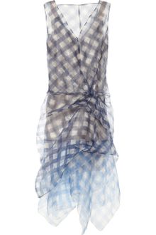 Marc Jacobs Draped Ginghamprint Organza Dress - Lyst