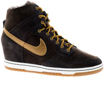 Nike Dunk Sky High Black Sheepskin Wedge Trainers - Lyst