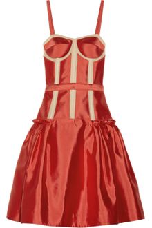 Prabal Gurung Mesh Trimmed Silk and Cotton Blend Satin Dress - Lyst