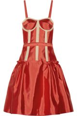 Prabal Gurung Mesh Trimmed Silk and Cotton Blend Satin Dress