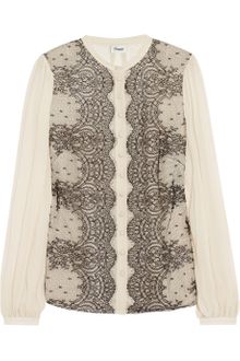 Temperley London Mia Lace and Silk Chiffon Blouse - Lyst