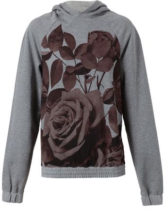 Christopher Kane Floral Printed Cotton Hooded Sweatshirt - Lyst