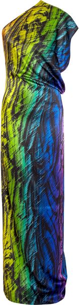 Jay Ahr Printed Silk Oneshoulder Gown - Lyst