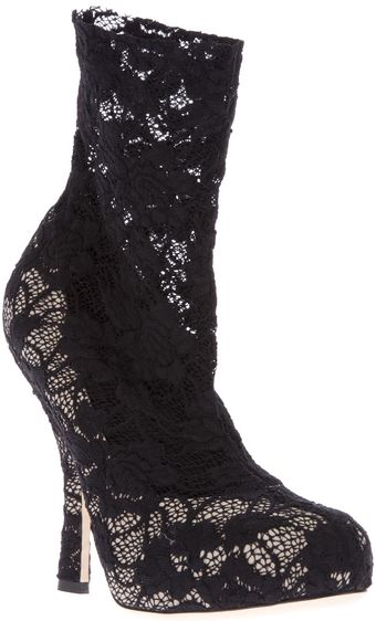 Dolce & Gabbana Lace Ankle Boot - Lyst
