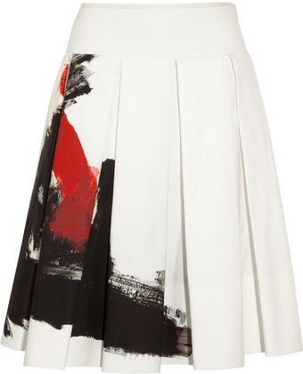 Donna Karan New York Printed Pleated Cotton Skirt - Lyst