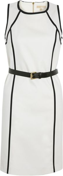 Michael by Michael Kors Belted Sleeveless Scuba Dress - Lyst