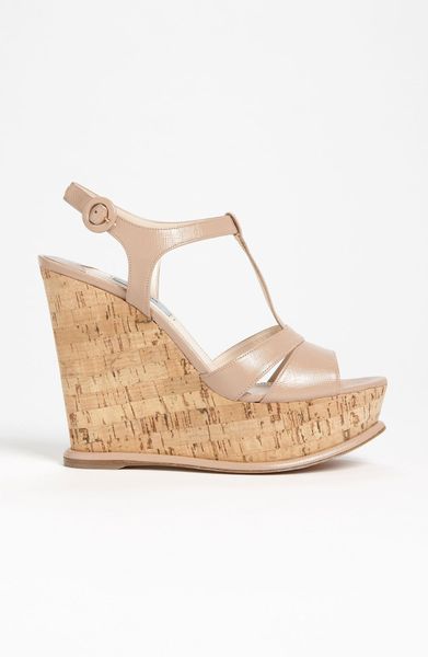 prada nude wedge