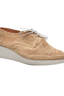 Robert Clergerie Raffia Platform Laceup - Lyst