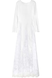 Rosamosario Silk And Chantilly Lace Dress - Lyst