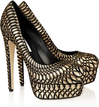 Brian Atwood Hamper Leather and Velvet Platform Pumps - Lyst