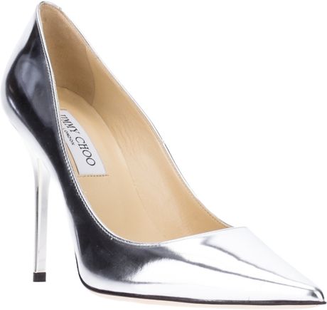 Jimmy Choo Abel Vintage Mirror Leather Pump in Silver (anthracite) | Lyst