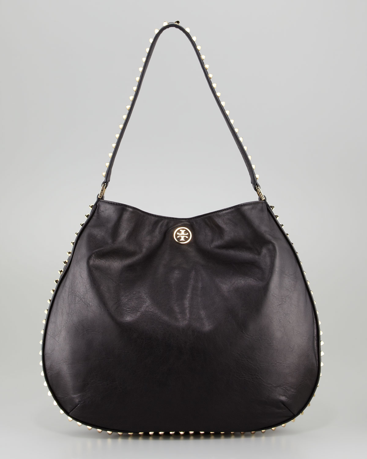 Tory Burch Pyramid Studded Hobo Bag in Black | Lyst