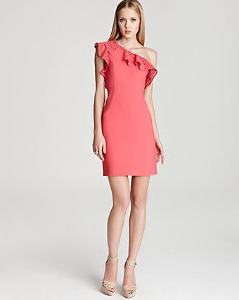 Laundry By Shelli Segal One Shoulder Dress Cutout Ruffle - Lyst