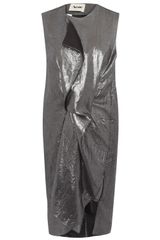 Acne Metallic Alexis Asymmetric Pleat Dress