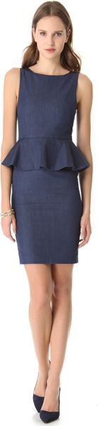 Alice Olivia Tracey Peplum Dress In Blue Denim Lyst 3297