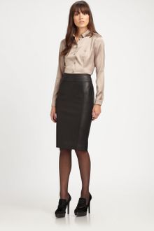 Burberry Stretch leather Pencil Skirt - Lyst