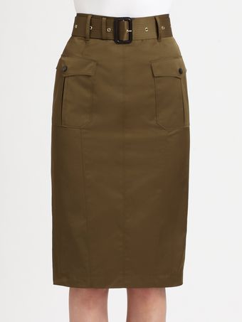 Burberry Belted Pencil Skirt - Lyst