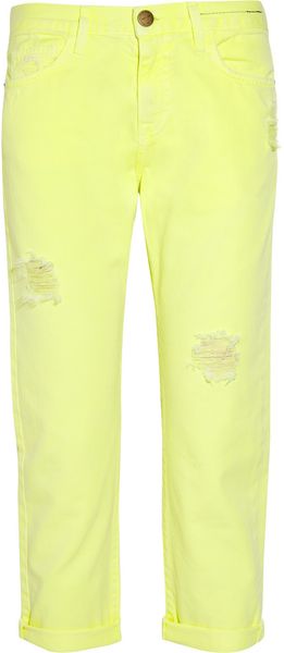 Current/Elliott The Boyfriend Neon Cropped Jeans - Lyst