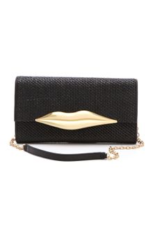 Diane Von Furstenberg Carolina Lips Raffia Clutch - Lyst